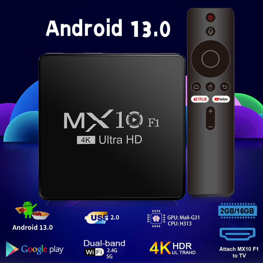 Newest arrived MX10-F1 8K Android 13 tv box Allwinner H313 chip dual wifi smart Set Top Box 8K MX10-F1