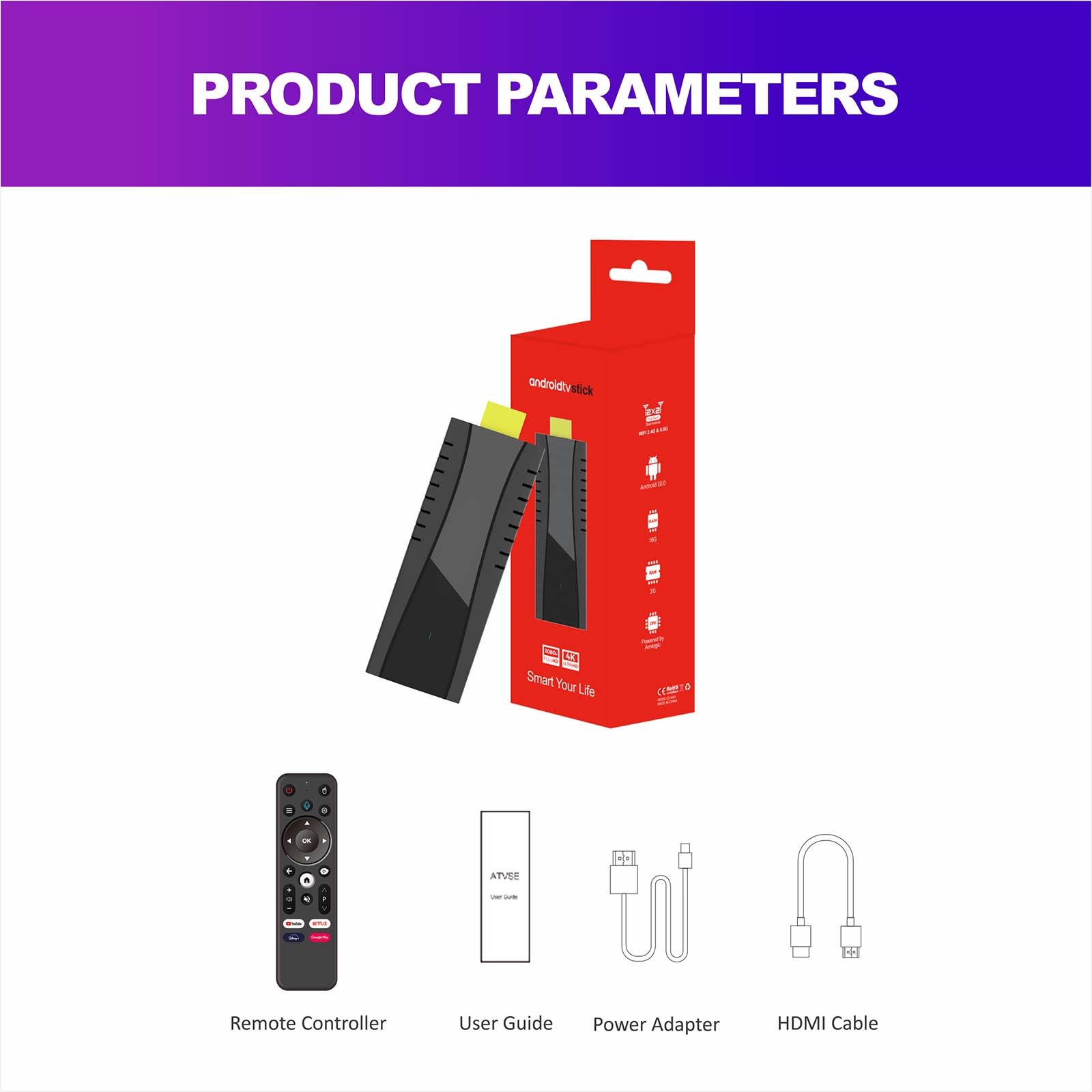 iATV Stick Q3 Max Smart TV Stick Android 11 S905W2 2GB 16GB AV1 Quad Core BT5.0 Voice WIFI6 4K Set Top Box Media Player TV Stick