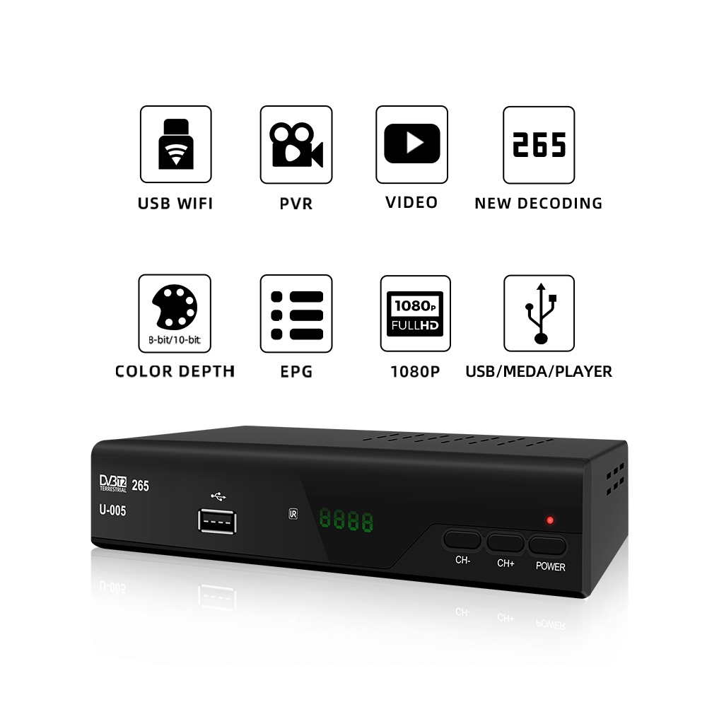 Factory price customization signal Decoder free channels receiver Full HD 1080p digital DVBT2 TV receiver set top box