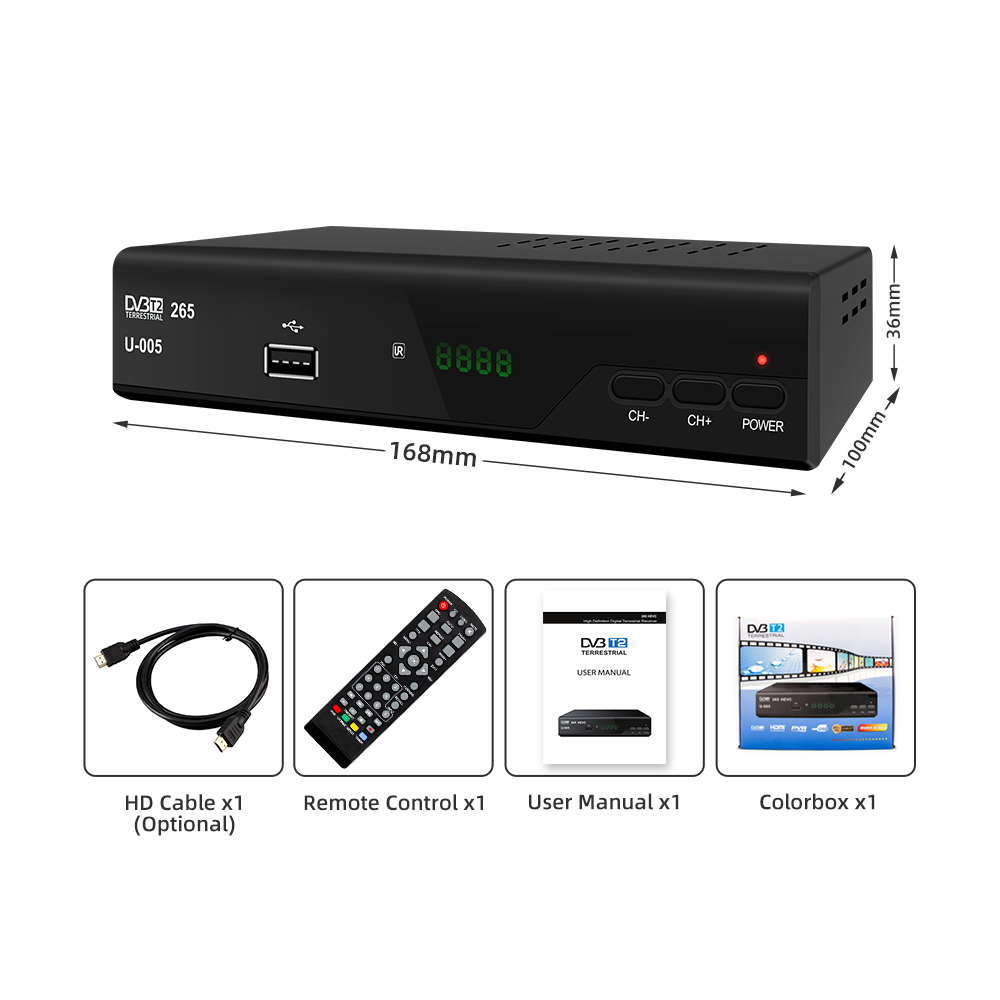 Factory price customization signal Decoder free channels receiver Full HD 1080p digital DVBT2 TV receiver set top box