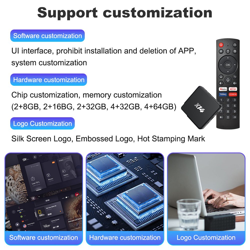 Wholesale Custom X14 Set-top box Allwinner H313 BT5.1 Dual WIFI Ultra HD 4K 6K Smart Android TV Box