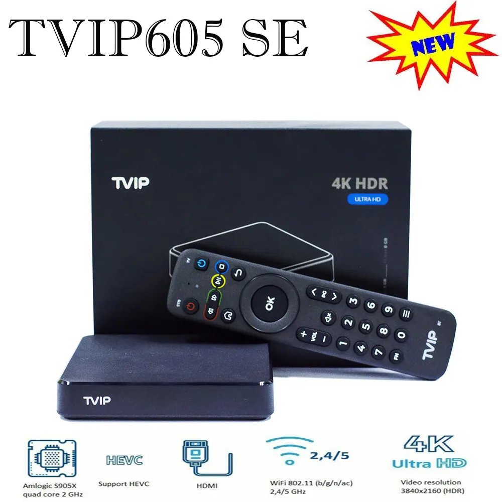 TVIP 605 SE Smart Nordic Android Set Top Box Linux OS with 1GB+8GB RAM Supports 4K Resolution for Sweden Norway Finland Denmark