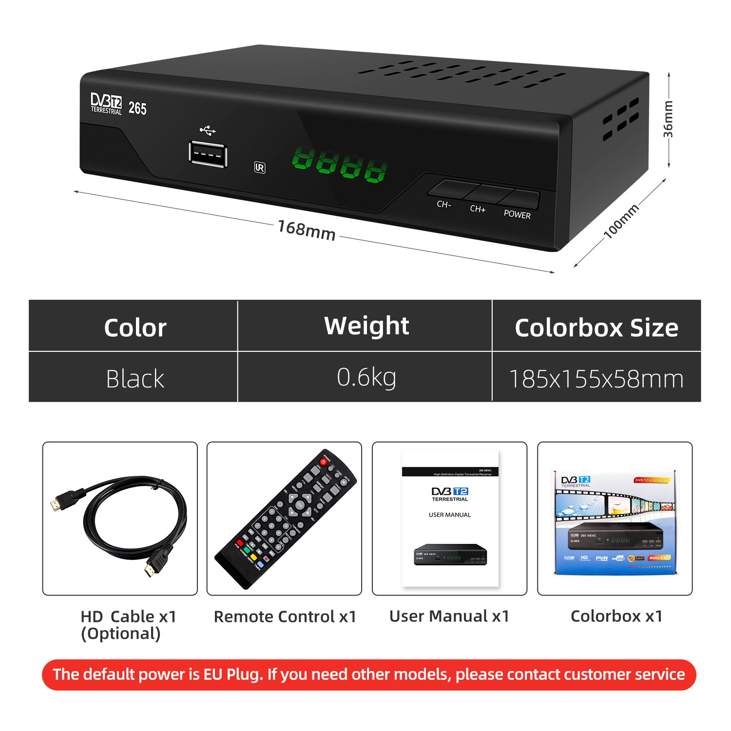 Hot Selling DVB-T2 Free To Air Set Top Box OEM ODM H265 DVB T2 Italy TV Box with Scart Connector Available DVB T2 TV Receiver