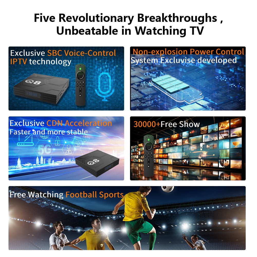 Android 12 Smart Voice Remote Streaming tv box Q8 4K OTT Free Test Allwinner H618 2+16GB Type-C Global Media Player set top box