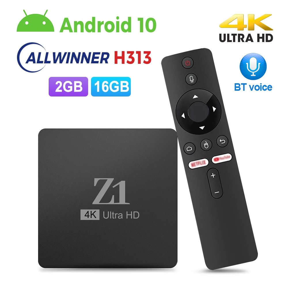 GYS New Arrival Z1 Allwinner h313 Dual WIFI 2g 16g 4K Supported Android Set Top Box with BT Remote Voice Control
