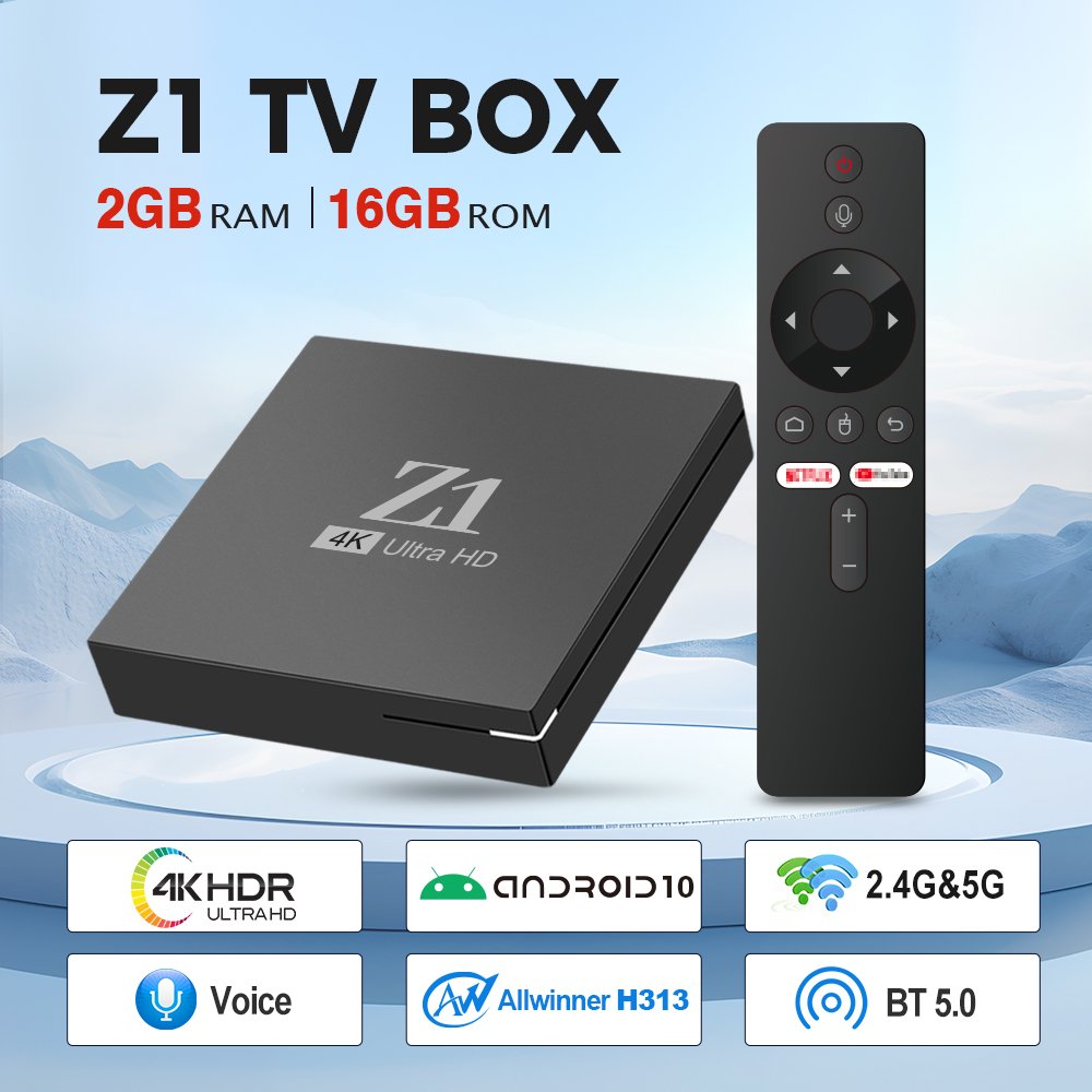 GYS New Arrival Z1 Allwinner h313 Dual WIFI 2g 16g 4K Supported Android Set Top Box with BT Remote Voice Control