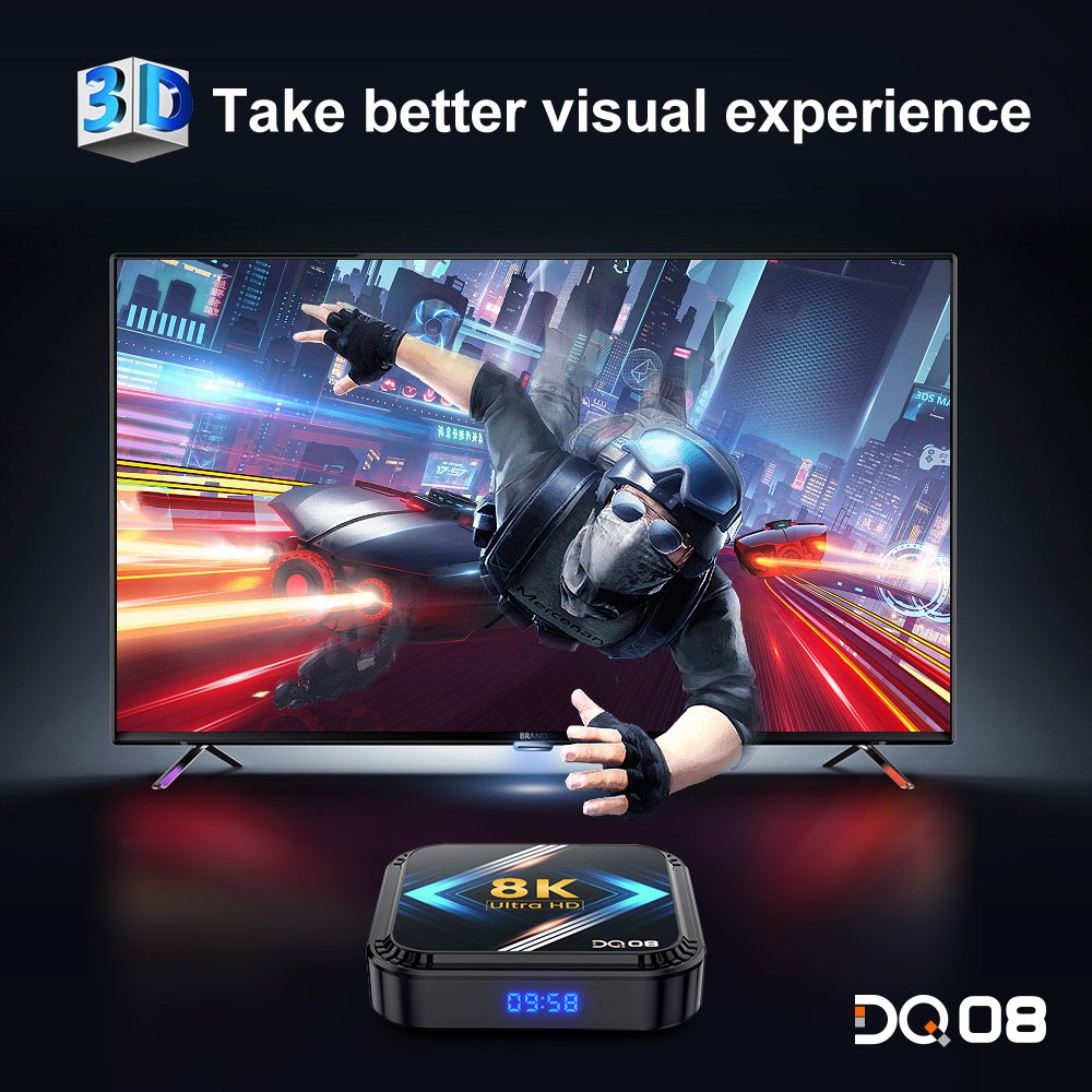 DQ08 RK3528 TV Box Android13 Quad Core Support 8K Video 4K@60fps HDR10+ 2.4&5G Dual Wifi BT4.0 Google Voice TVbox set top box