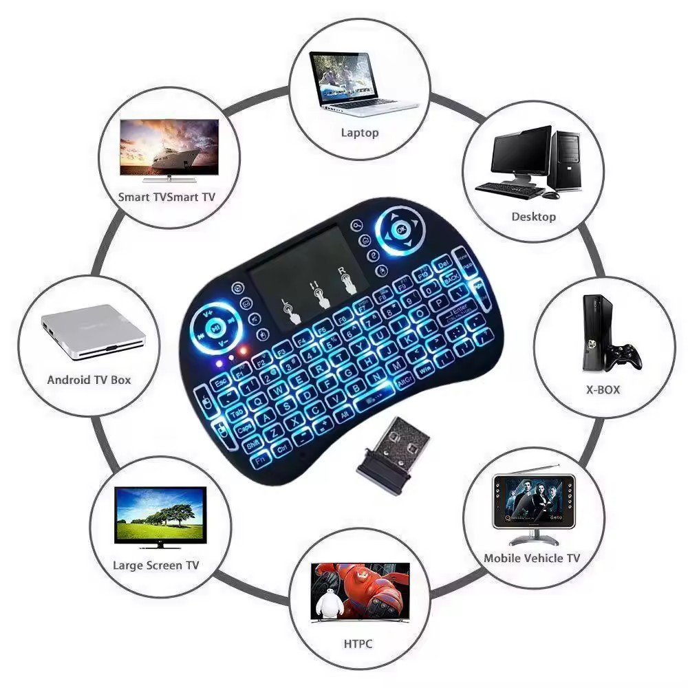 2024 RGB Backlit i8 Air Mouse 2.4G Mini Wireless Keyboard Touchpad Remote Control for Android TV BOX set-top box