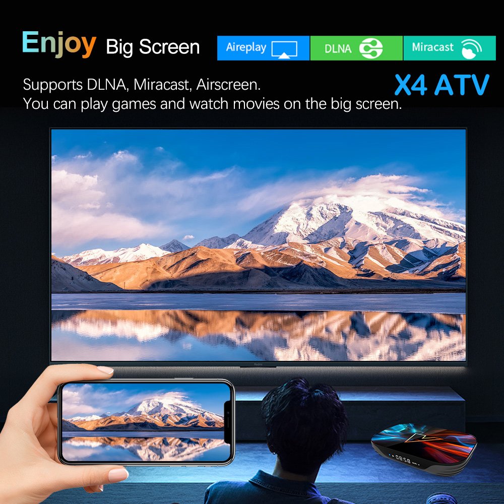 VONTAR X4 ATV androidtv11 Smart TV Box Amlogic S905X4 Support Google Voice Input 4K@60fps AV1 1000M LAN Dual Wifi set top box