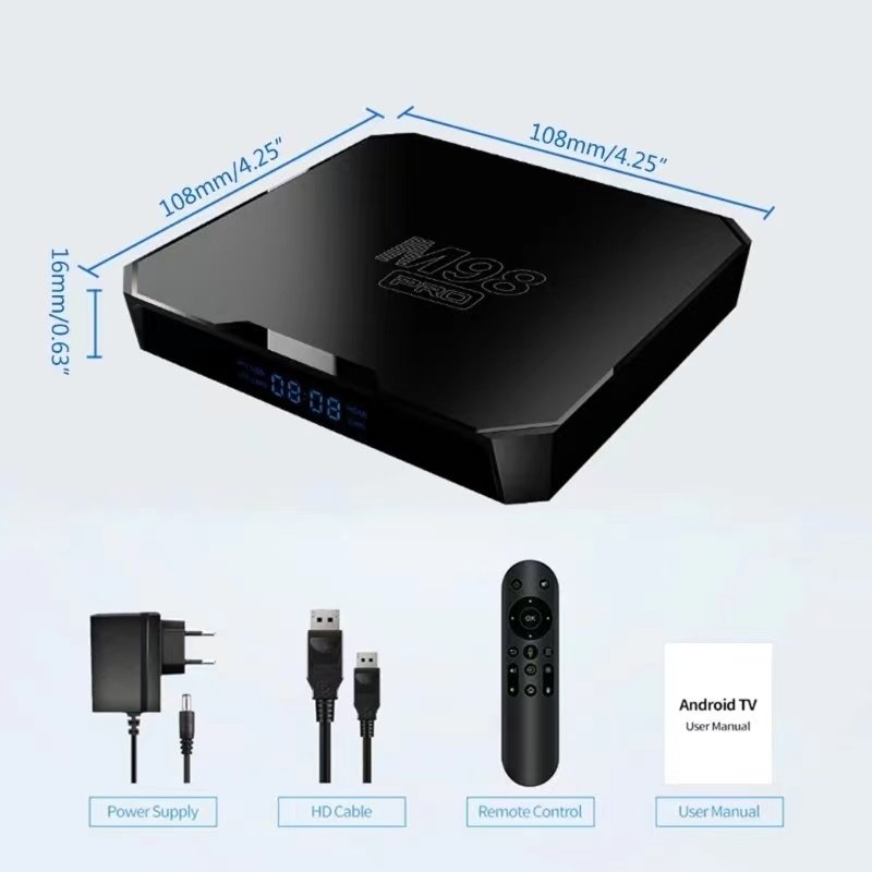 2024 new M98pro 4G/5G set-top box ATV Android 12 5G smart TV box H313 dual-band wifi 4K/2.4g 2+16GB voice BT remote control
