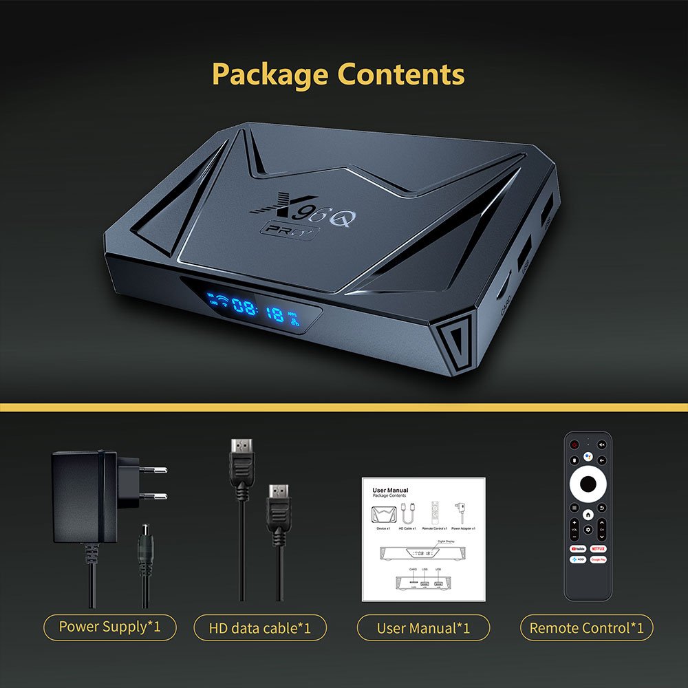 X96Q PRO PLUS smart android tv box with wifi and BT allwinner H728 android 14 set top box TV Box with digital small screen