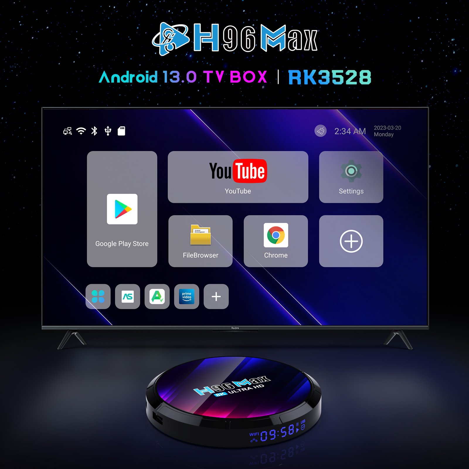 New hot H96max RK3528 8K Android 13 TV box 2.4G+5GWiFi 6 +BT 5.0 set-top box