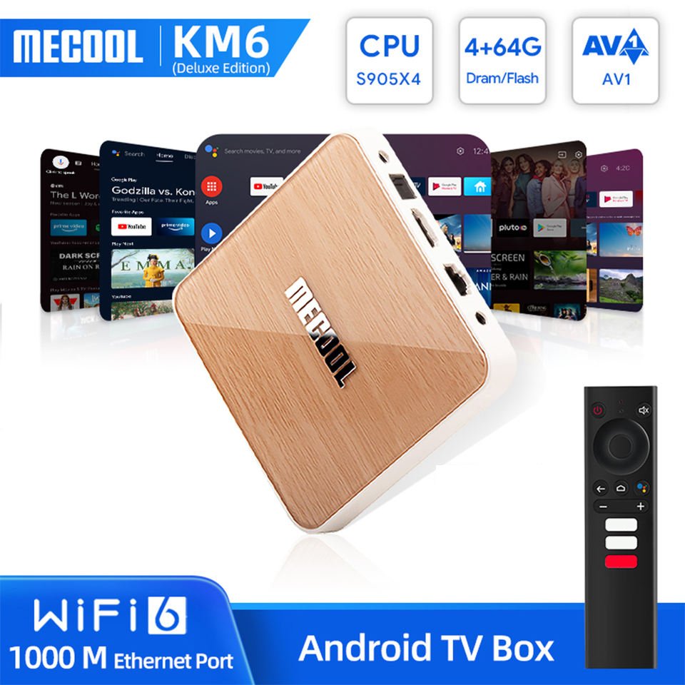 Mecool KM6 Set Top Box Rom Mini Onn 4k Tv Box Streaming Box Smart Android 4gb RAM 64gb Quad Core Fire Tv Stick 4k