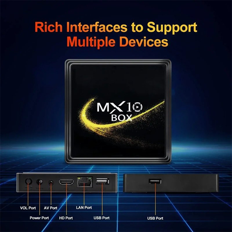 2024 New Hot Selling 1GB 8GB Android 13 Dual Wifi BT 5.0 MX10 Box TV Receiver Set Top Box