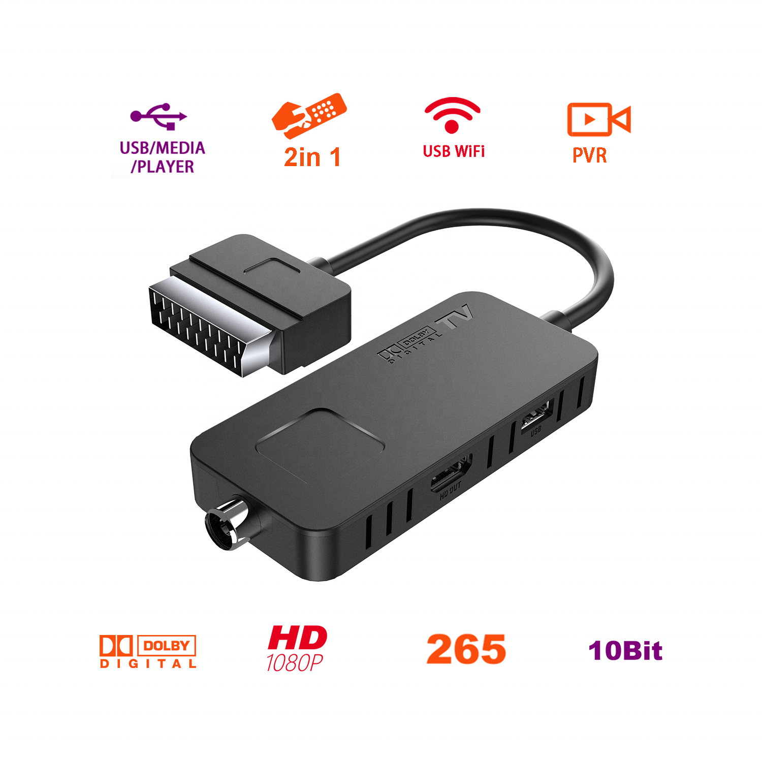 H265 DVB T2 GX6702S5 T2 Dongle 1080P Digital Free to air set top box t2 dvb tv tuner support WIFI DVB TV Stick