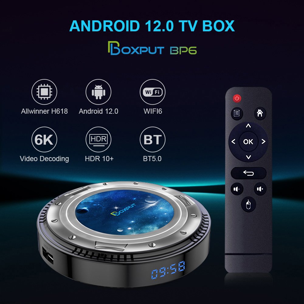 BOXPUT BP6 android 12 tv box Allwinner H618 Quad Core BT5.0 2.4G 5G Dual Wifi 100M LAN 6K Media Player Set Top Box OEM OTT tvbox