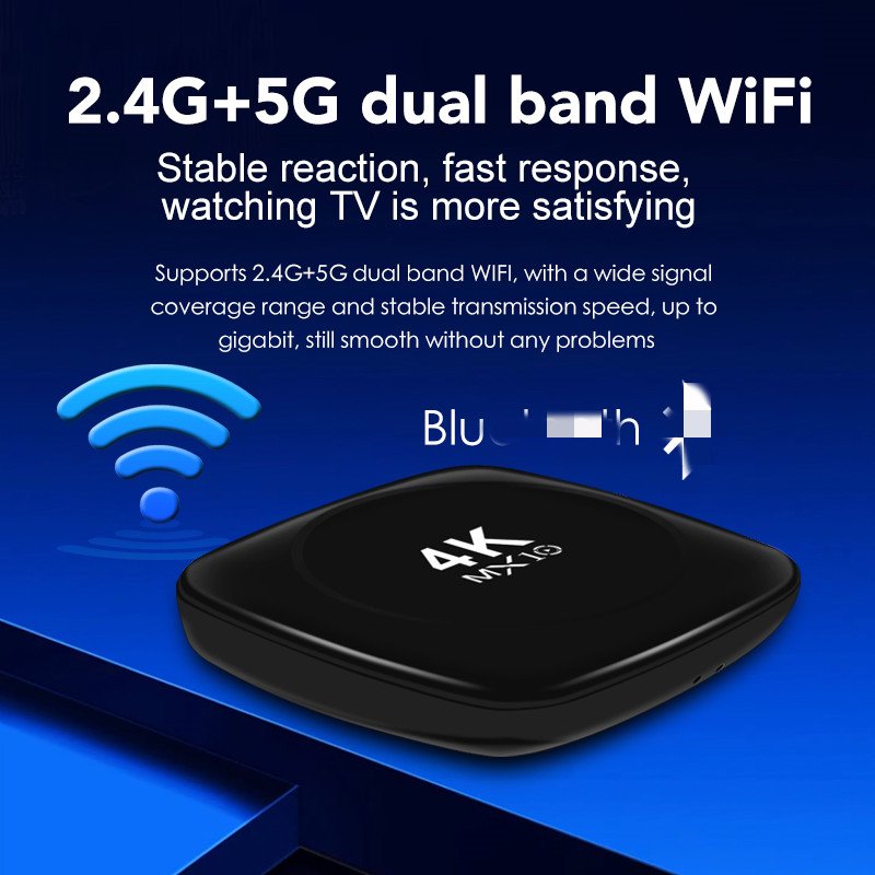 OEM logo hot sale MX10-4K HD Android TV smart set top box 2.4G+5G dual band wifi BT 4GB+32GB Quad Core set top tv box