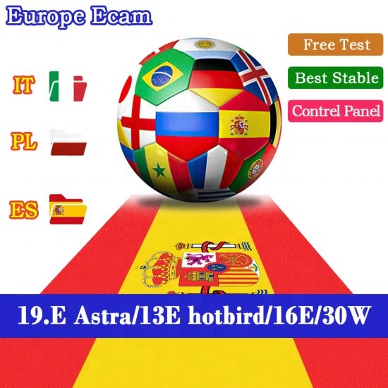1 Year Ecam Europe Cccam Spain/Italy/Poland Stable for Satellite Receiver GTMEDIA V7S2X/V8UHD/V8X/V9Prime