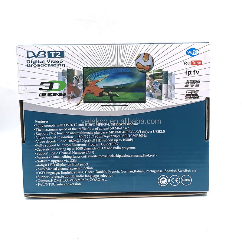 HD 1080P dvb- t2 tv box set top box digital TV decoder free to air set top box dvb t2 for africa and indonesia decoder dvb t2