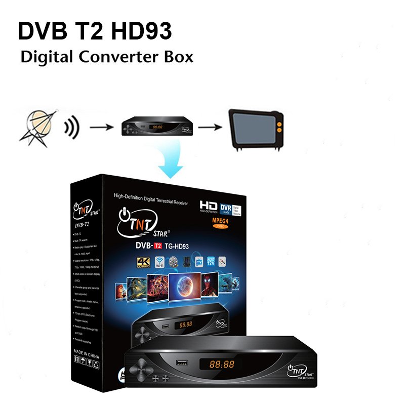 TNTSTAR DVB T2 HD93 dvb t2 digital terrestrial satellite receivers tv antenna dvbt2 receiver EPG OSD TimeShift MPEG4 set top box