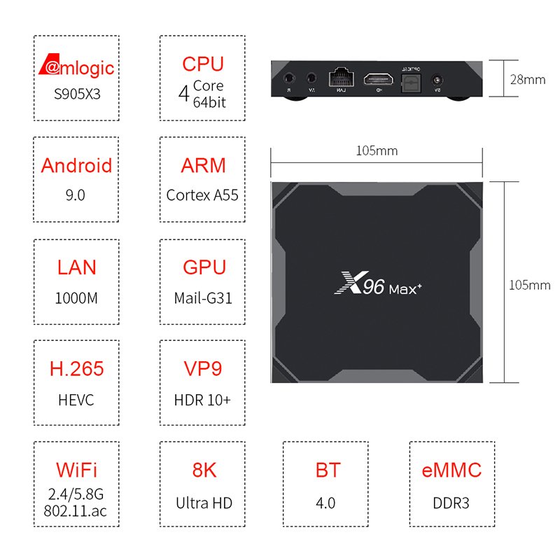 WF tvbox x96 max plus manufacturer custom smart android set top tv box tv x96 max+ 8k