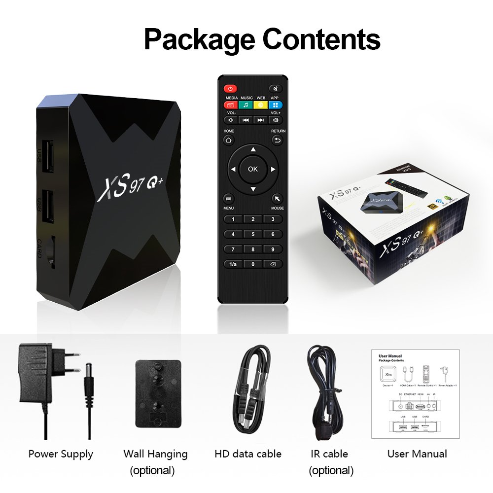 XS97 Q+ 100MBPS customizable tv box 1gb 8GB smart tv box android 10.0