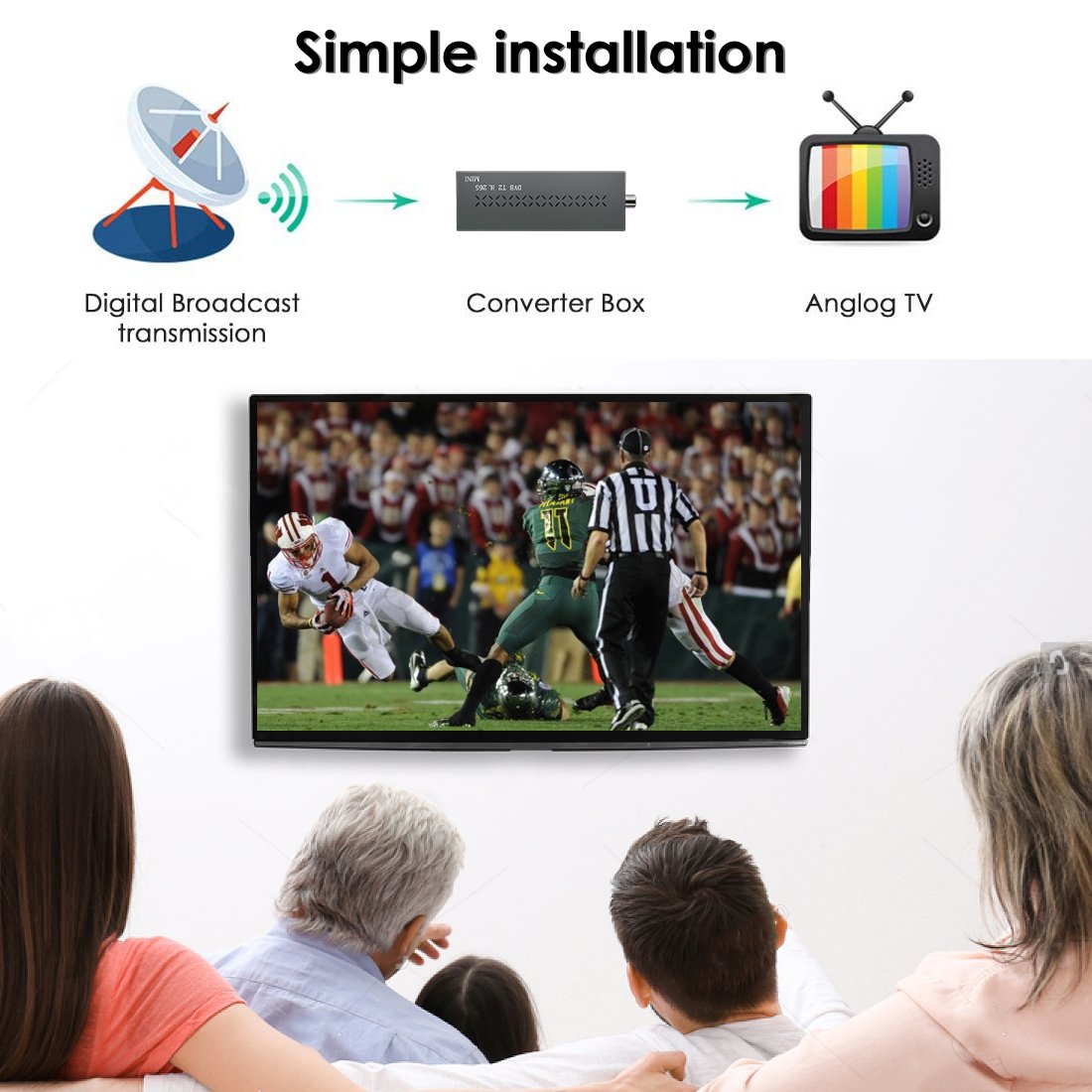 Haohsat DVB T2mini TV Stick 2023 Set Top Box Digital TV Receiver MPEG4 HEVC MINI Dongle TV Decoder DVB-T2 For European digital