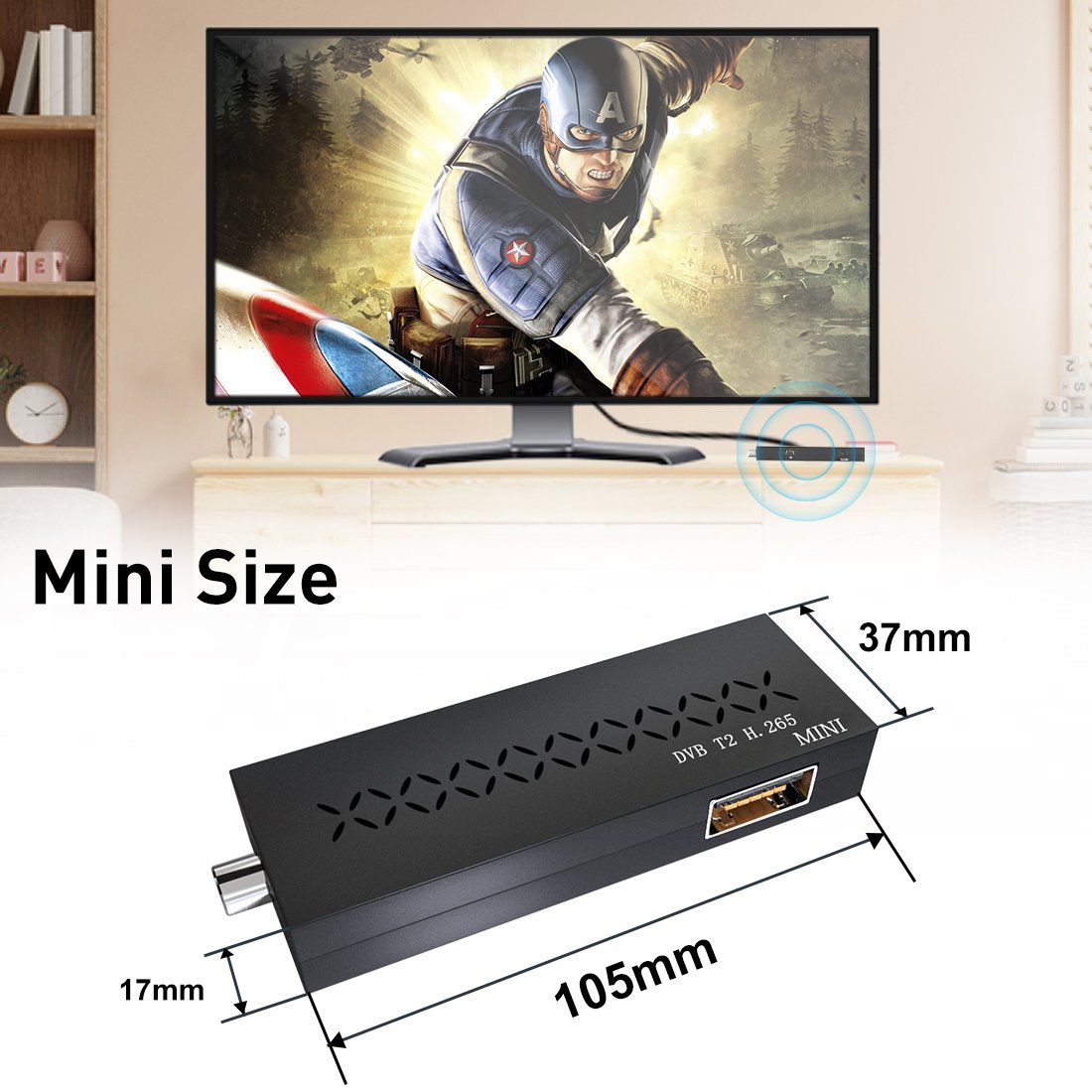 Haohsat DVB T2mini TV Stick 2023 Set Top Box Digital TV Receiver MPEG4 HEVC MINI Dongle TV Decoder DVB-T2 For European digital