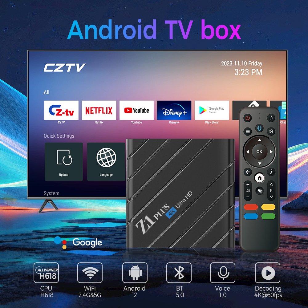 Z1 Plus S905W2 Android 11 Set-Top Box Dual Band WiFi & Bluetooth 4K High-Definition Screen Projection for Foreign Trade TV Box