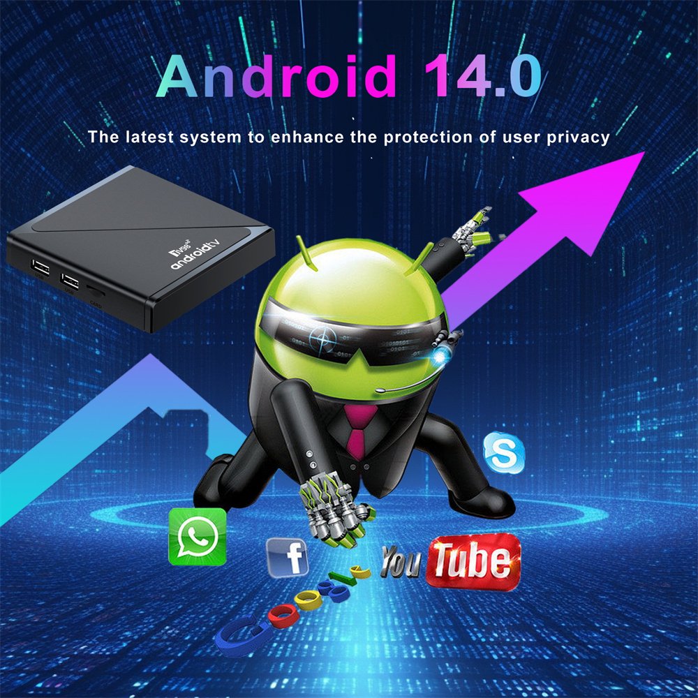 TV98 ATV PRO Android 14 H313 5G Wifi 8K 16GB smart tv box with BT Voice Remote Set-Top Box number keys/IR Learning/Air Mouse