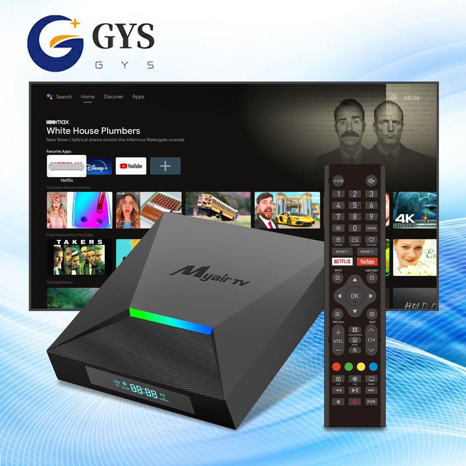 Factory tv box Myair TV Amlogic S905w2 Android 11 Install Google Play Store Android set-top box