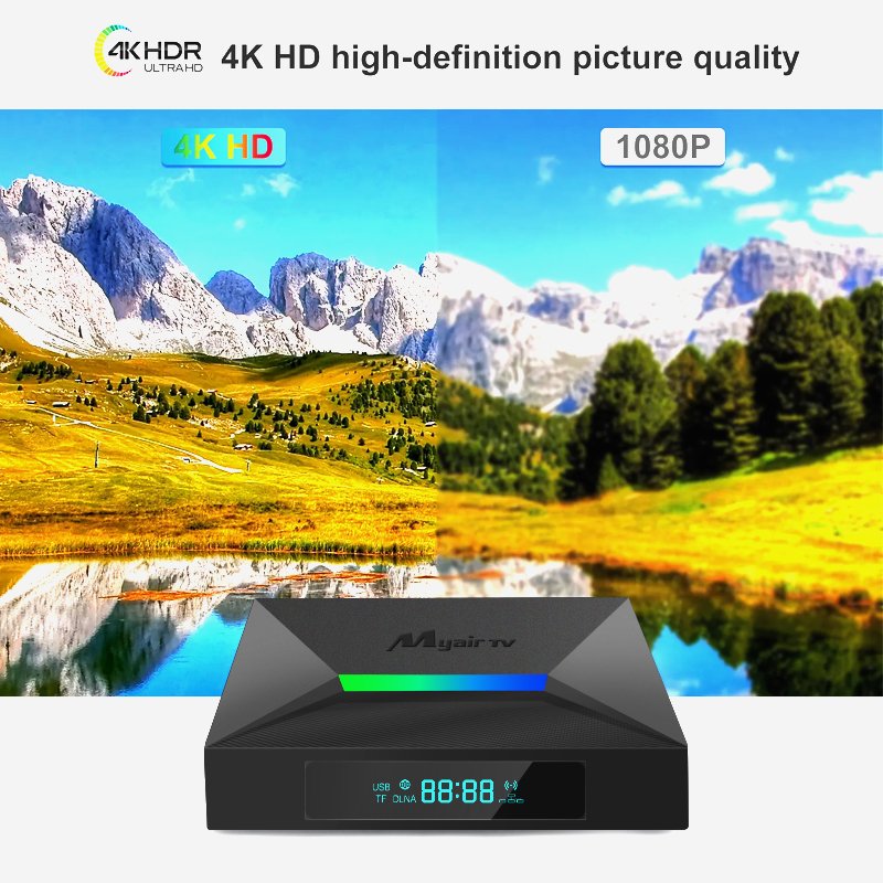 Factory tv box Myair TV Amlogic S905w2 Android 11 Install Google Play Store Android set-top box