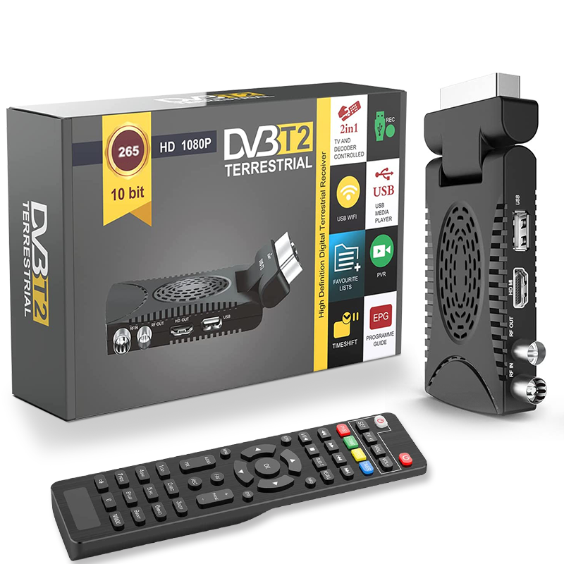 TV STICK DVBT2 Decoder Digital Terrestrial DVB T2 HD 1080P Receiver H265 MPEG4 Decoding Set Top Box