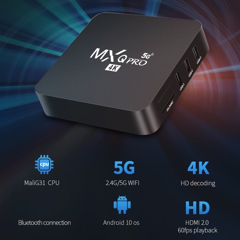 MXQPRO 4K Smart TV Box Android 11.1 MXQPRO RK3128 Media Player 8G With 2.4G Wifi Quad Core Multimedia Player Set Top Box