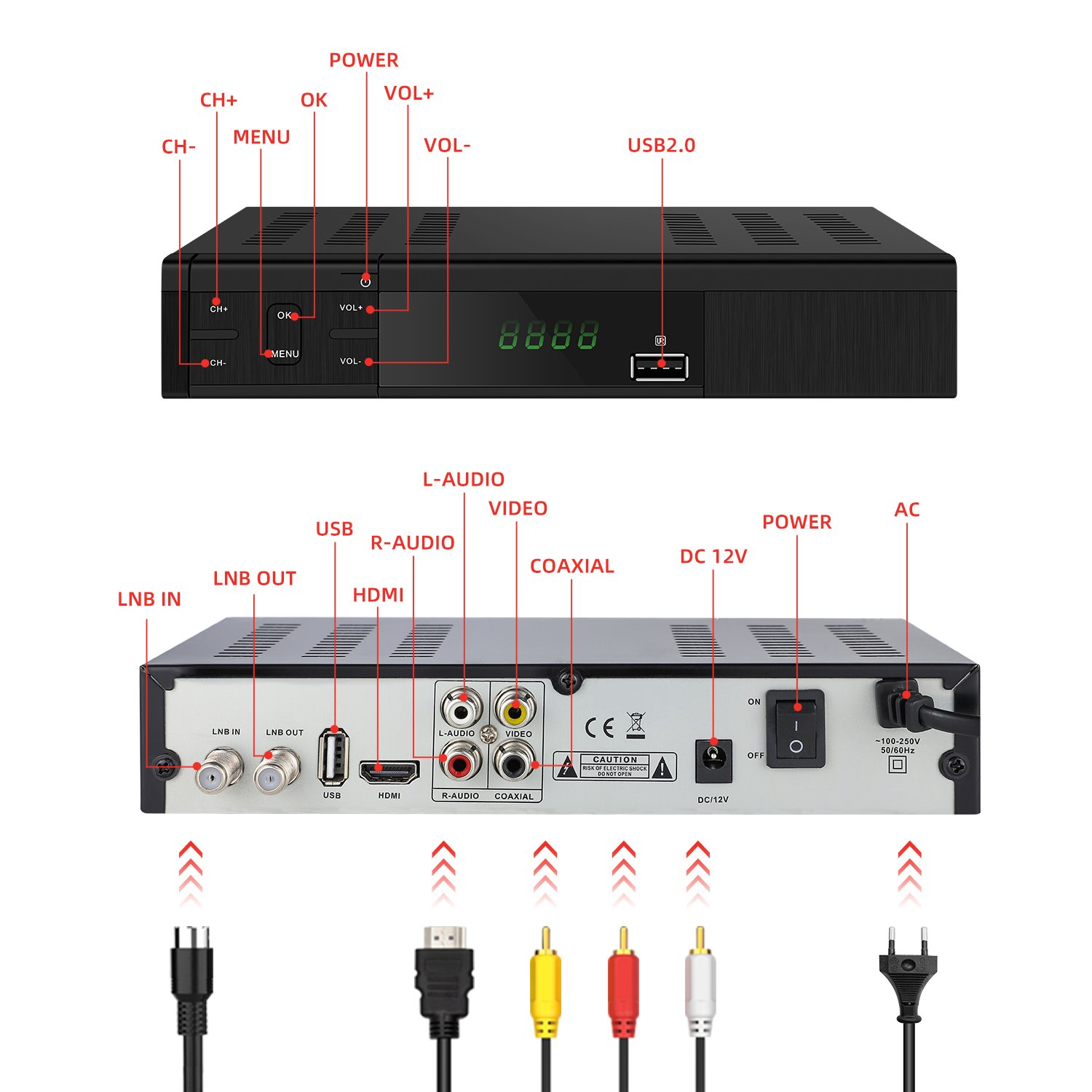 New arrival dvb t2 s2 combo receiver cccam 1080P H.264 pvr epg Decoder Satellite TV Receiver combo dvb t2 s2 set top box
