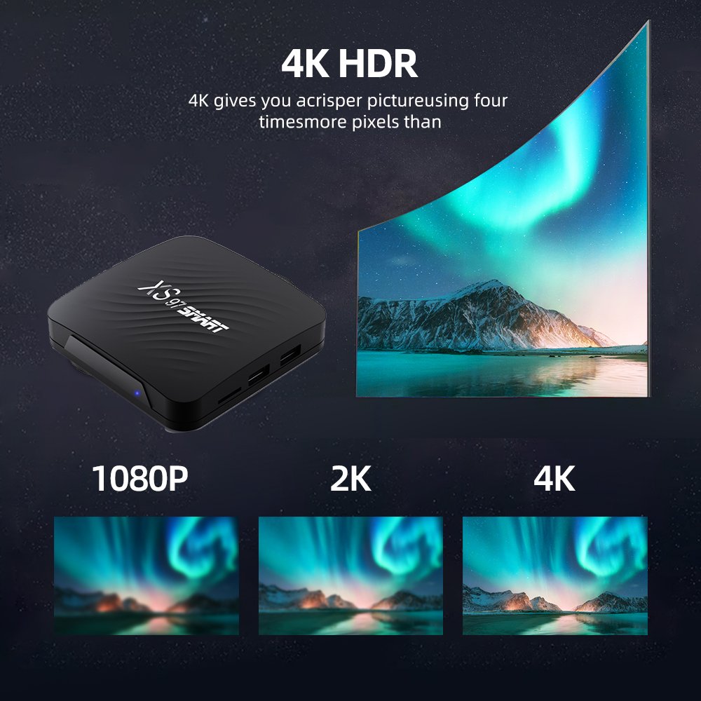 Customized XS97 Smart 4k Set-top Box 4GB 32GB BT 5.0 Amlogic S905y4 AV1 Ott Tvbox Smart 4k Iptv Box Android Tv Box