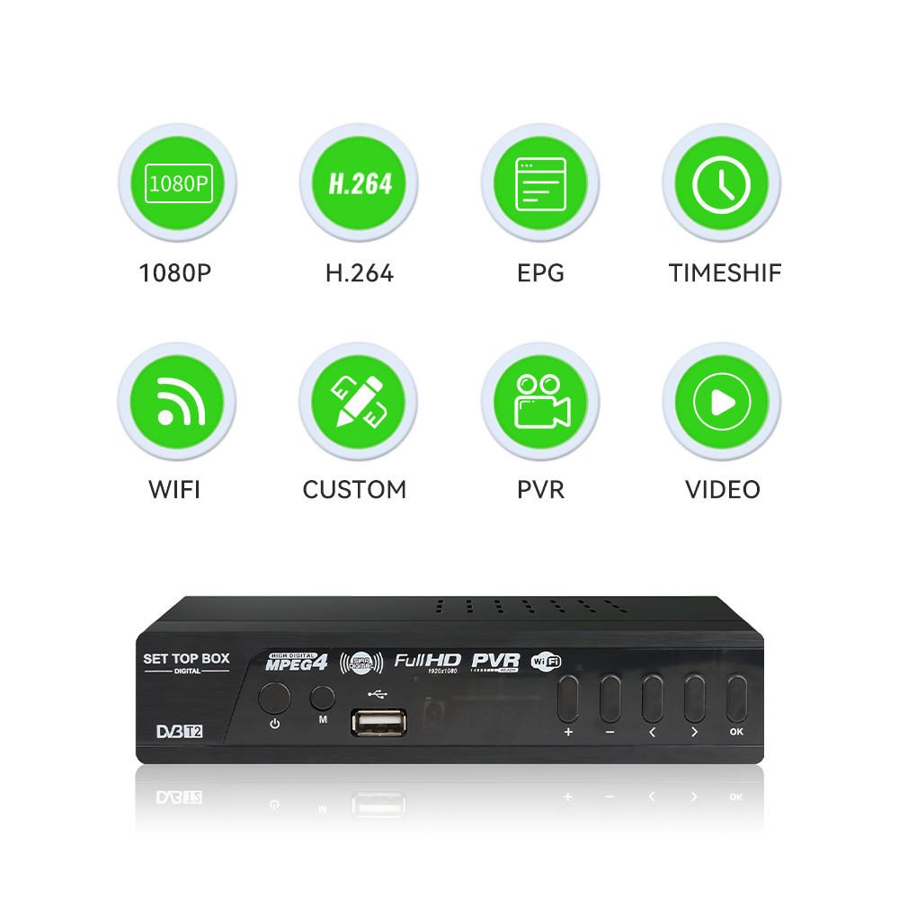 Cheapest DVB T2 STB TV Receiver Decoder FTA WIFI MPEG4 EPG Digital Set Top Box