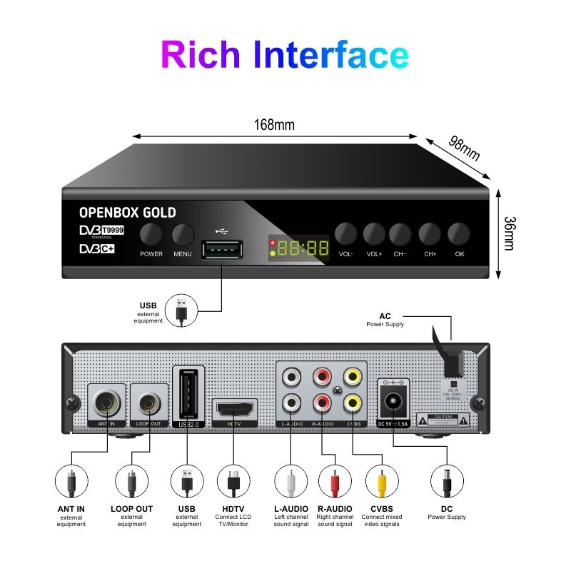 High definition digital TV set-top box supports WIFI/Youtube/IPTV network set-top box DVB-T2 receiver