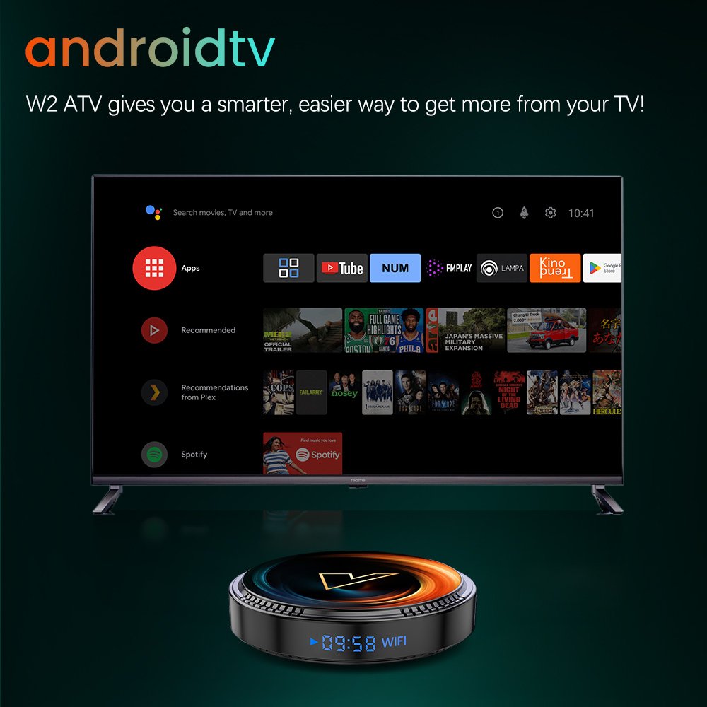 VONTAR W2 ATV androidtv11 Smart Amlogic S905W2 Google Voice Input 8K Video 4K 60fps AV1 Dual Wifi BT4.0 TVbox set top box