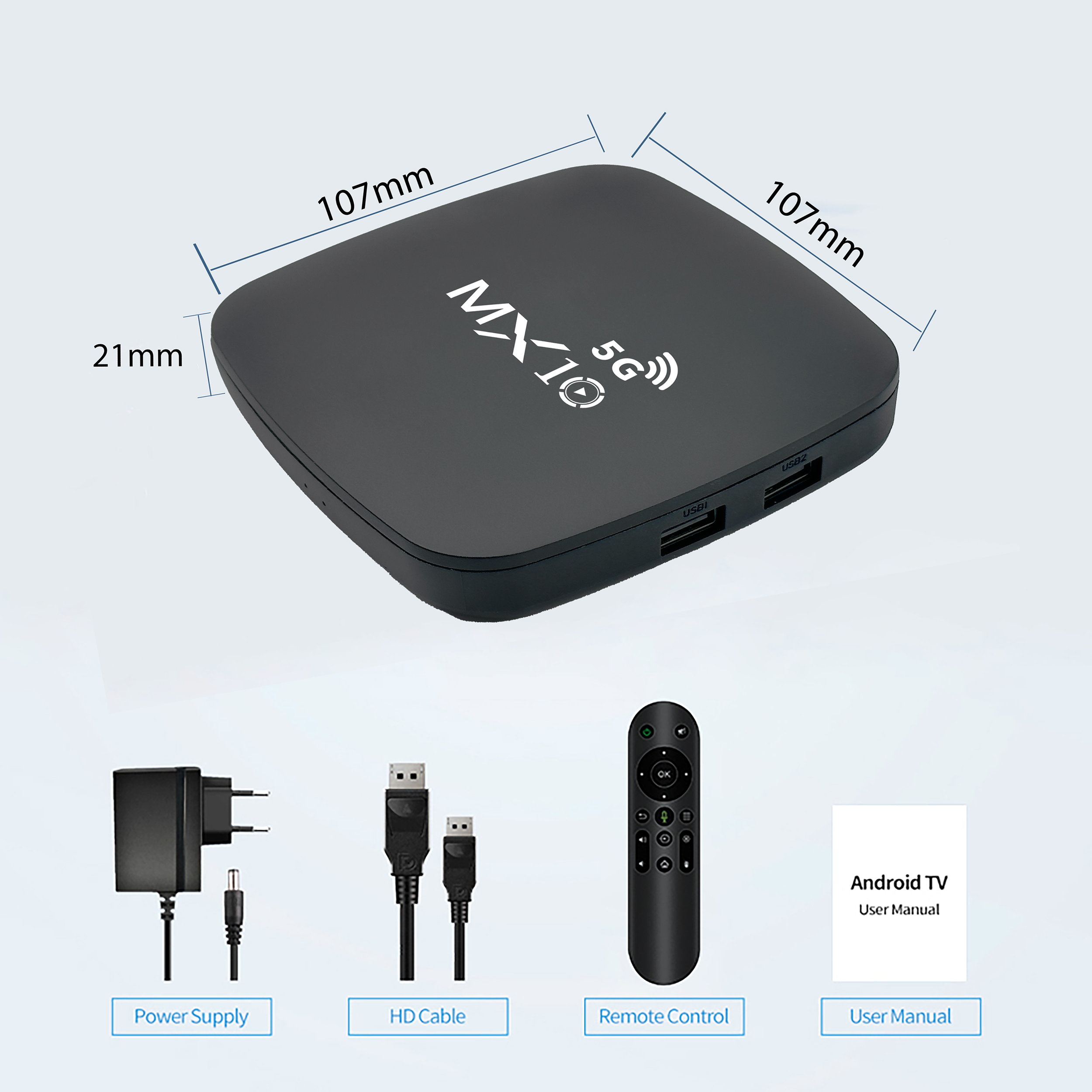 Android 13 1GB Quad core ARM Cortex-A53 Dual Band Wifi6 BT4.1 4K Smart Android Tv Box Chip Set Top Box M10 5G