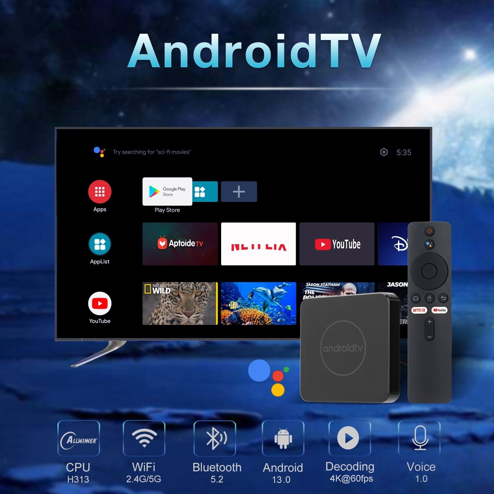 Android 13.0 TV Box H313 Quad Core Smart TV BOX 2GB 8GB 2.4GHz 5G Dual WiFi Media Player Mini Androidtv Android Set-Top Box