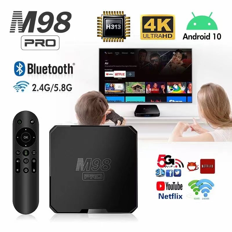 Factory direct youtube M98 mini tv box iptv 4K Android 13 ott Android Tv Box set top box wifi receiver