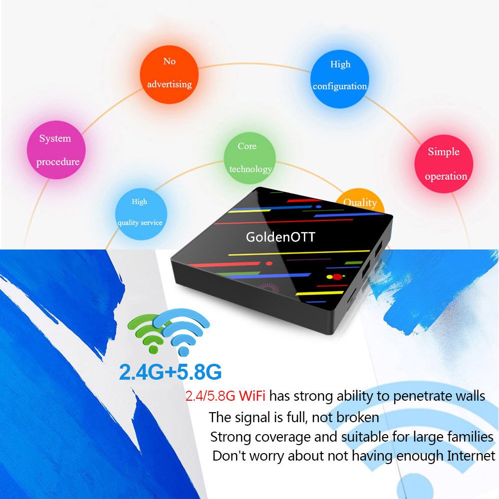 New Leadcool Set Top Box GoldenOTT Quad Core Smart TV Box Android 9.0 OS Dual WiFi USB 3.0
