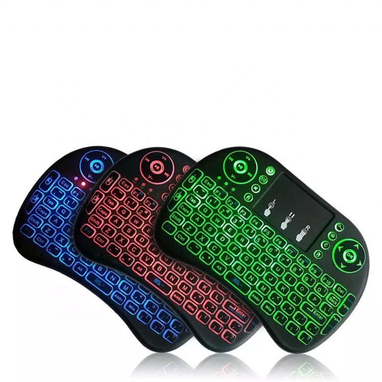 Ready To Ship Cheapest 2.4g WiFi Fly Air Mouse 3 Colors Backlit Touchpad I8 Wireless Mini Keyboard For Android Tv Box Projector