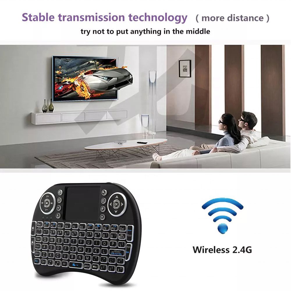 Ready To Ship Cheapest 2.4g WiFi Fly Air Mouse 3 Colors Backlit Touchpad I8 Wireless Mini Keyboard For Android Tv Box Projector