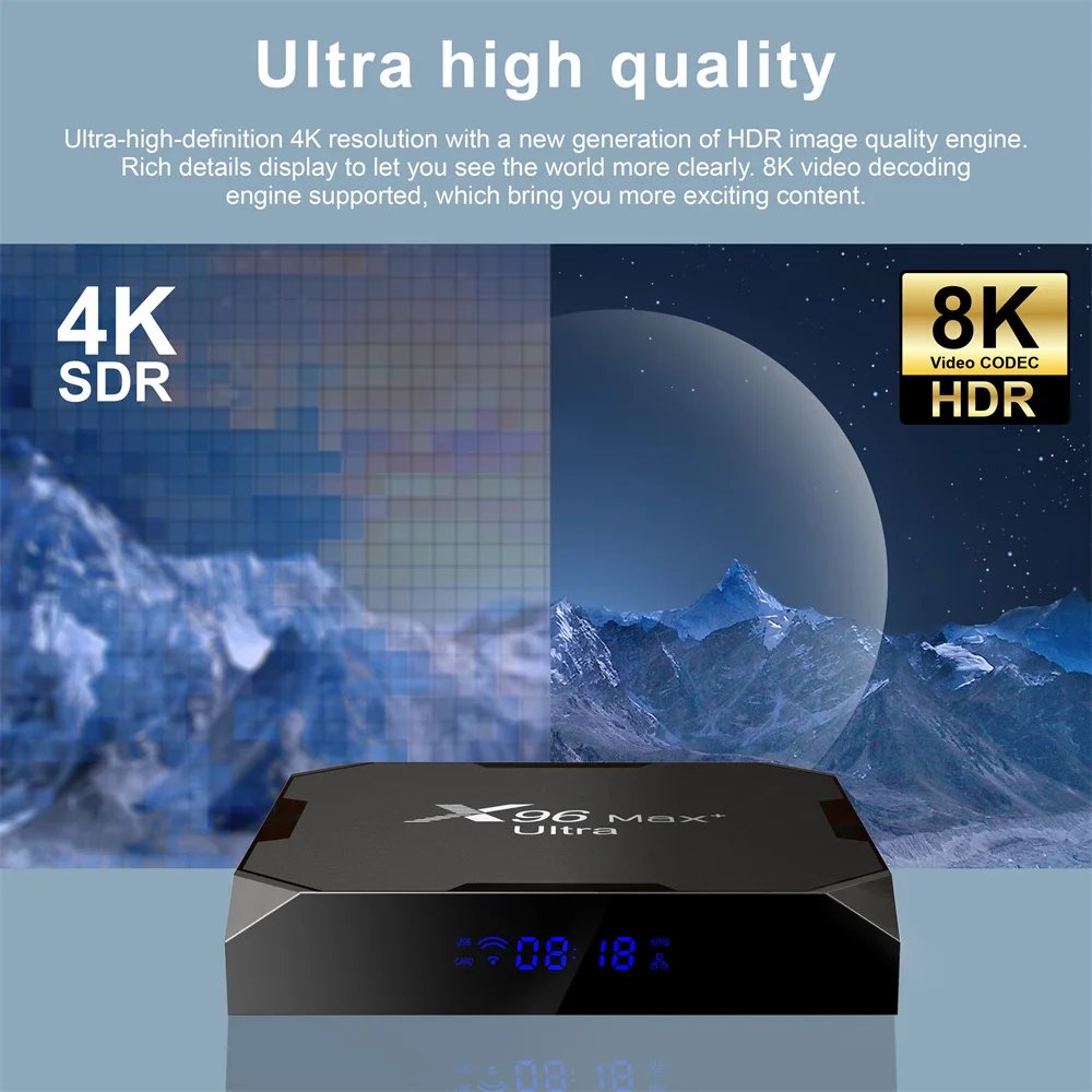 Popular 8k android tv box X96max + Ultra 4Gb 32Gb S905X4 2.4g 5g dual wifi Android 11 set top box X96max + Ultra
