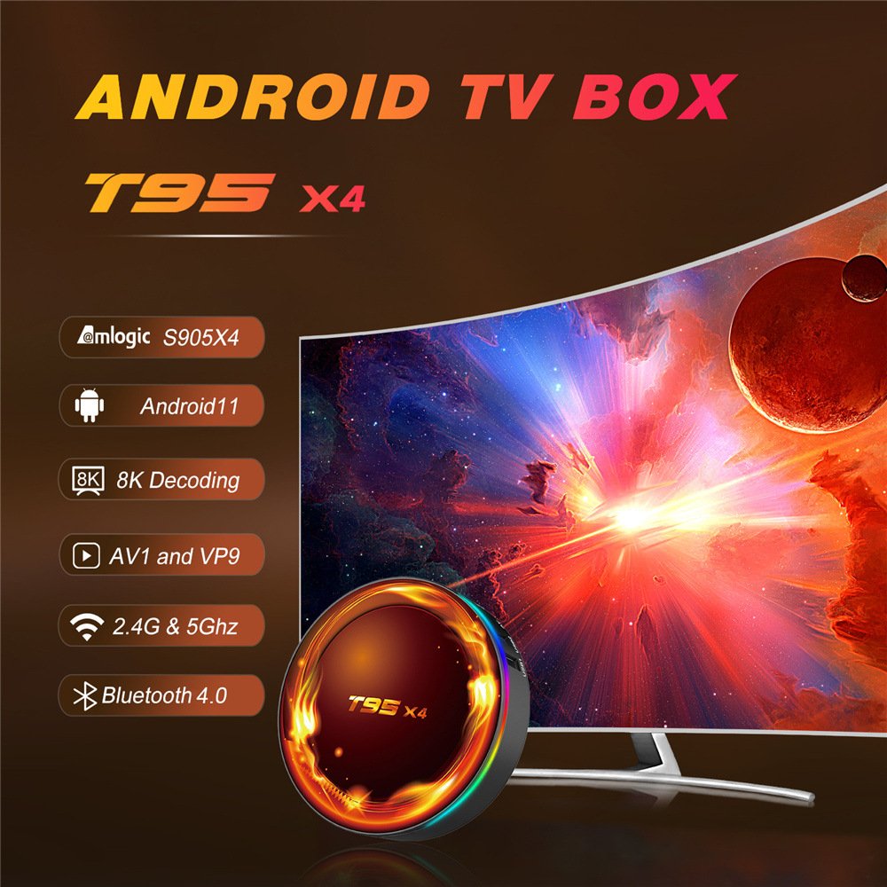 T95 X4 Android 11 TV Box Amlogic S905X4 4GB 64GB 1000M 8K 3D BT4,0 2.4G&5G Wifi Media Player Set Top Box