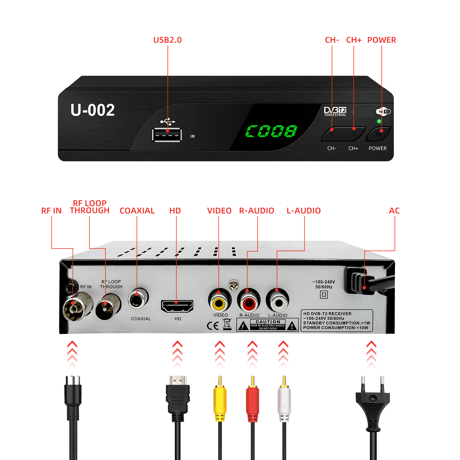 Ready to ship High quality Digital tv decoder H.264 decoder DVB-T2 set-top box free to air channels Free OEM/ODM TV Box