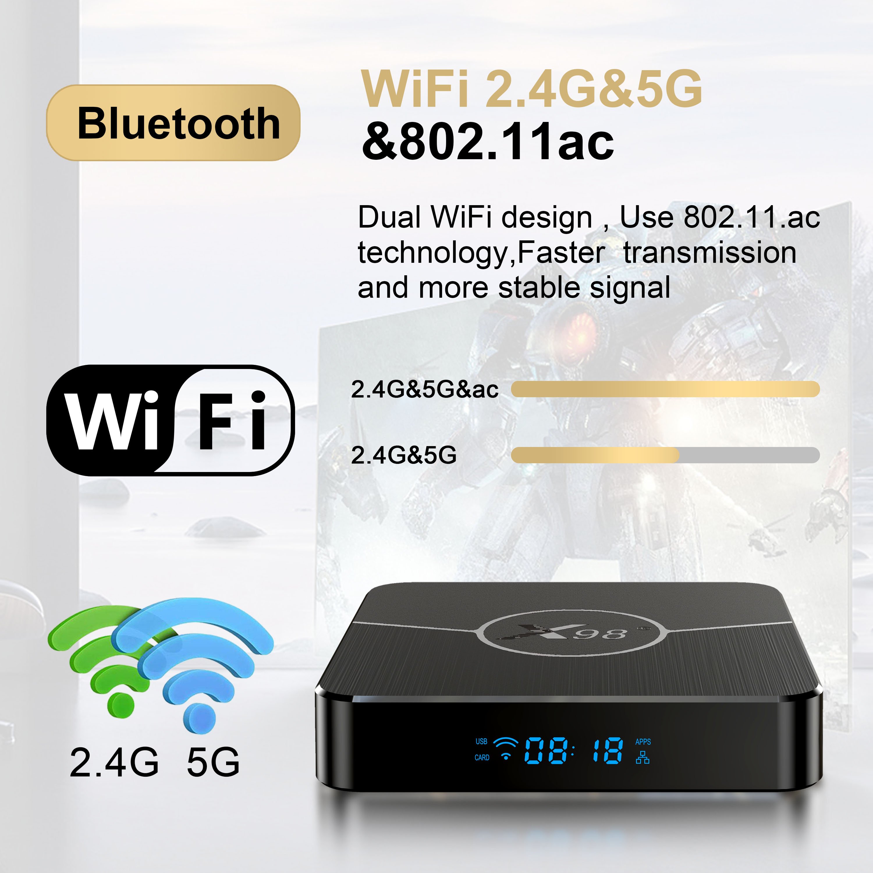 Best X98 Plus Android TV Box X98 Plus 2.4G 5G WIFI Customizable 4GB 64GB S905W2 TV Set Top Box X98 Plus