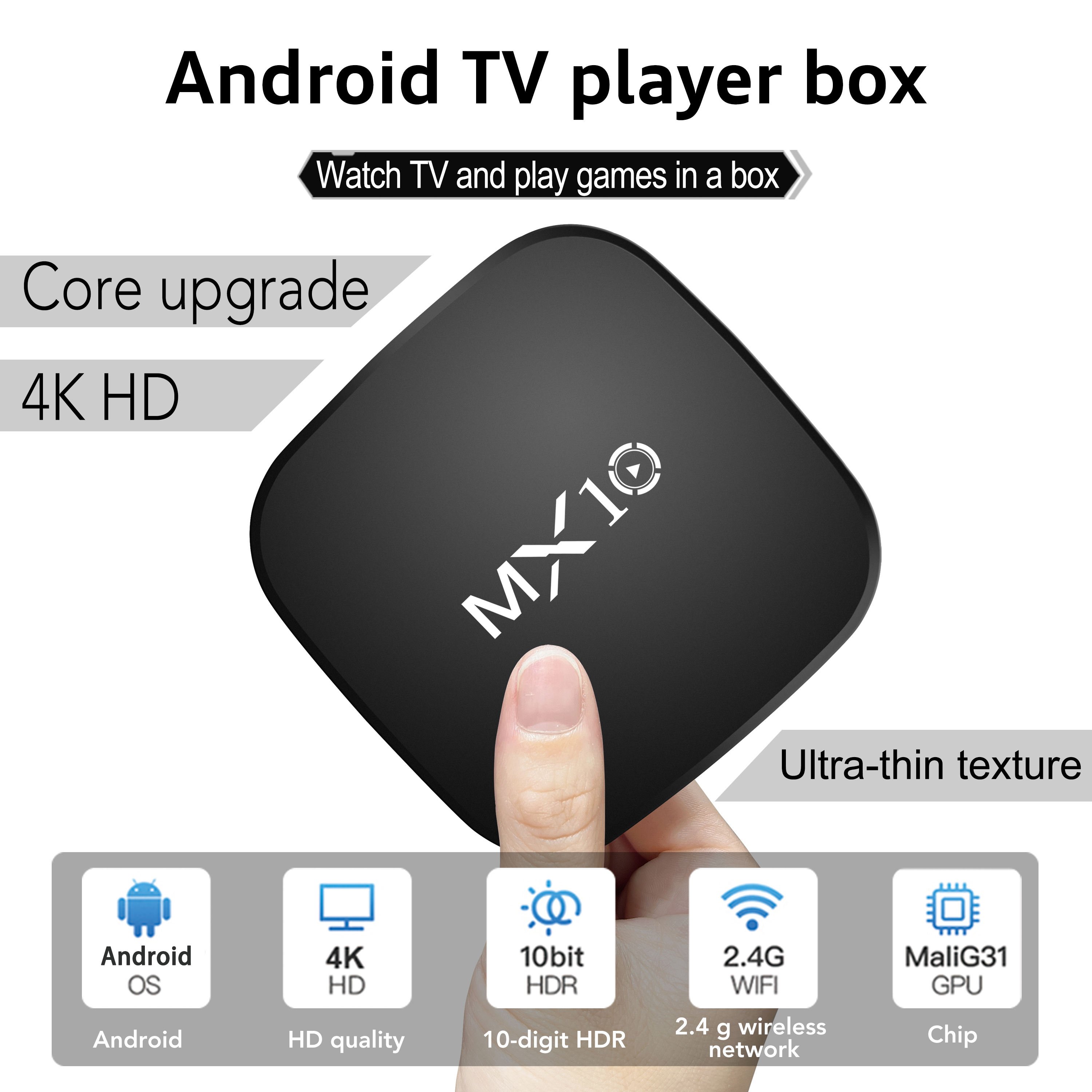 2024 Factory Price Promotion RK3228A 2.4G Wifi 4K HD Internet Video Decoder 256GB Large Memory Android Smart TV Set Top Box MX10